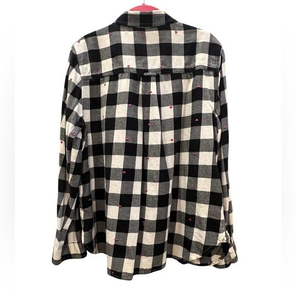 American Eagle Outfitters Boyfriend Shirt Black and White Plaid 100% Cotton XL - Picture 5 of 8